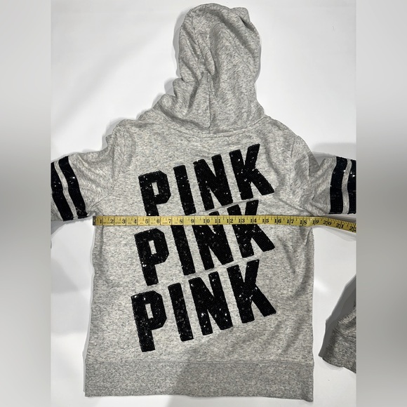 Victoria's Secret Pink Marl Grey & Black Bling Zip Hoodie - Picture 4 of 6